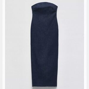 Zara Denim Strapless Maxi Skirt